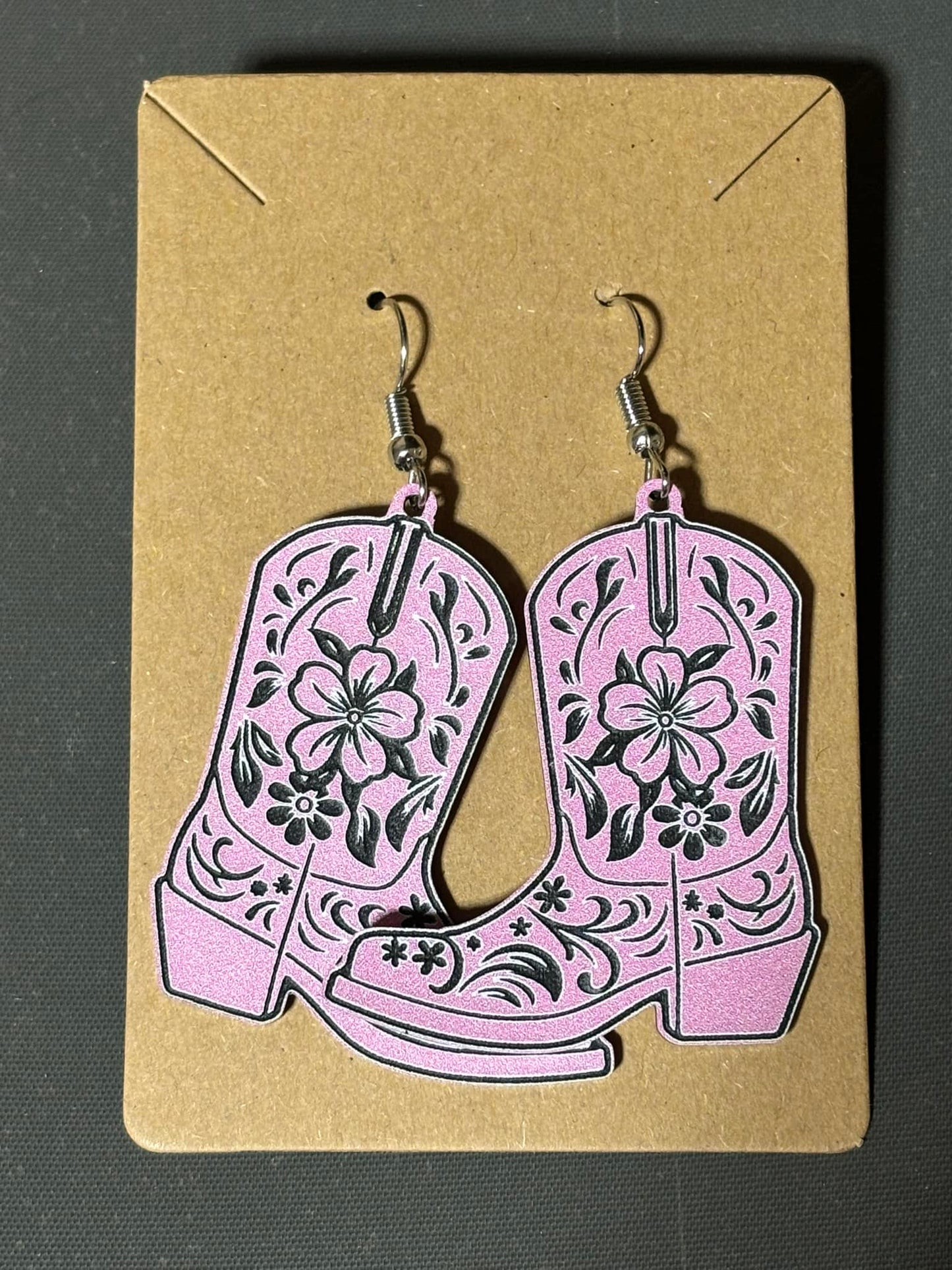 Pink Cowboy Boot earrings